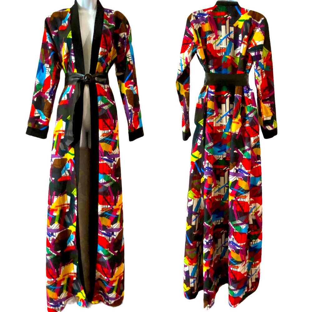 Leemas Wear Abstract Maxi Duster Sz Medium
